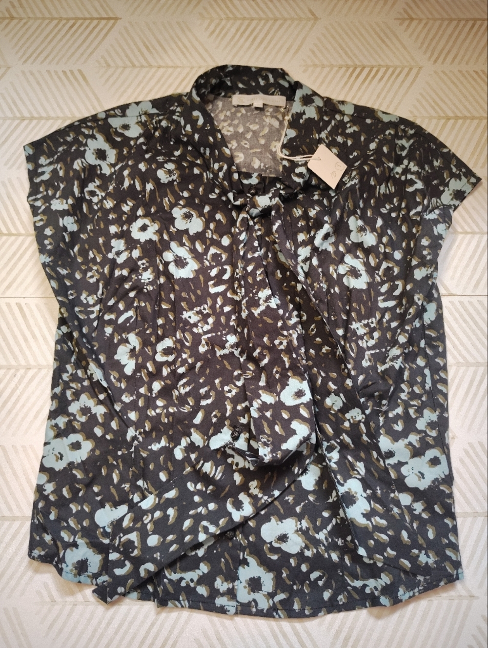 Corey Lynn Calter Floral Leopard Print Maxi Dress in Black and Mint Small